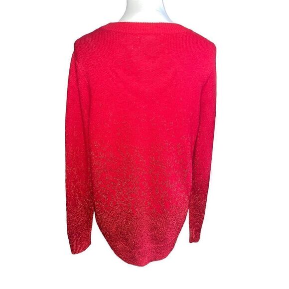 H&M Red Crewneck Holiday Sparkle Sweater L-EUC - Picture 2 of 11
